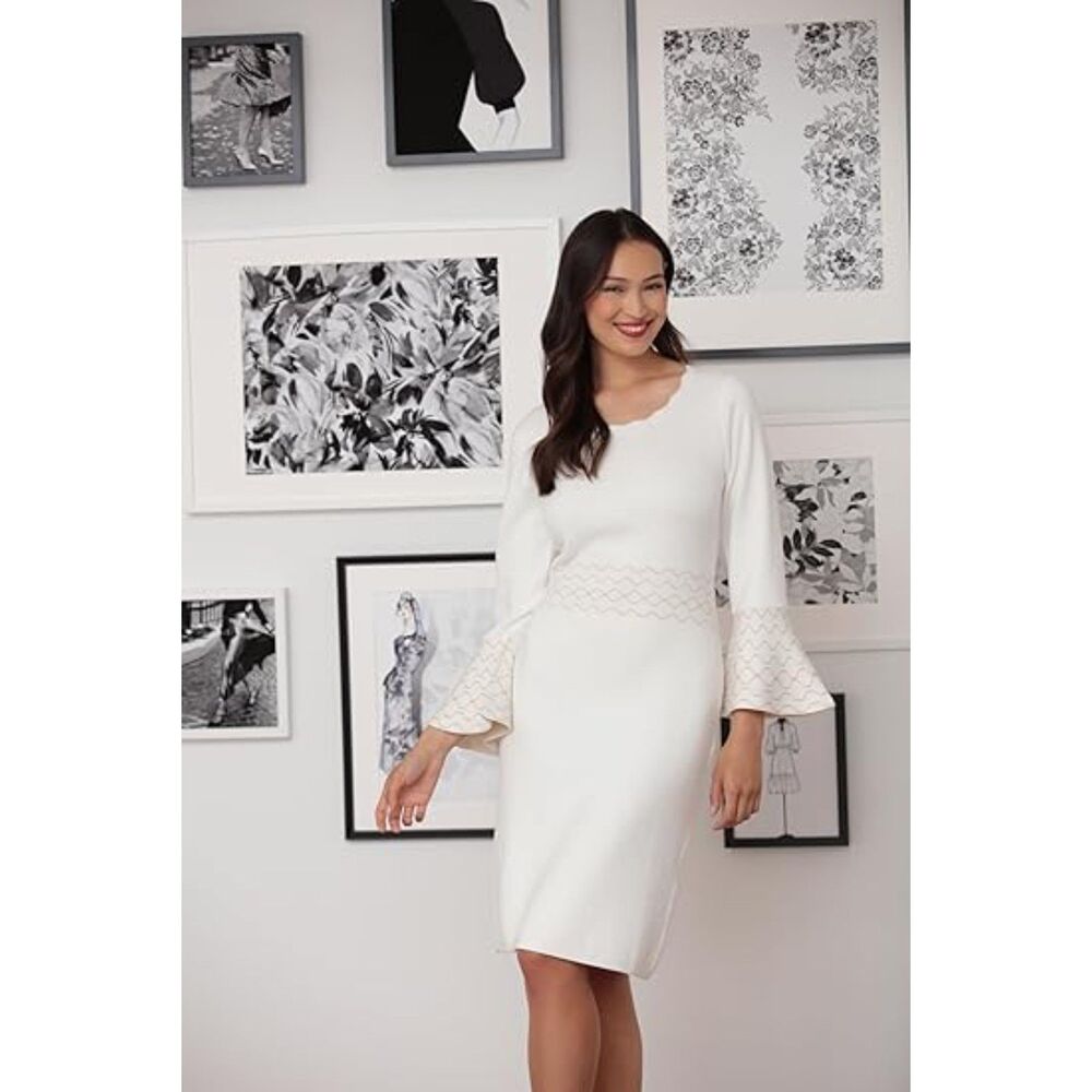 London Times Knit Sweater Dress, SIZE LP, 8E-146D008